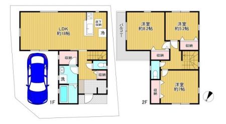 大阪府豊中市大島町2丁目の新築一戸建ての間取り図