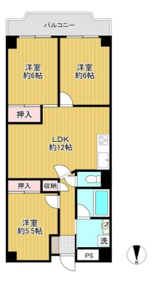 大阪府吹田市樫切山の中古マンションの間取り図(販N)