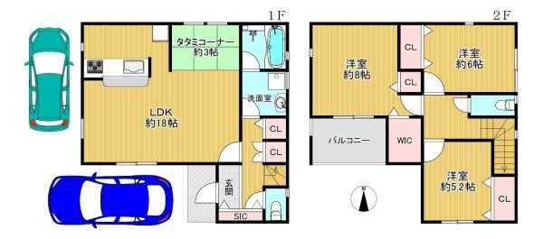 大阪府大阪市生野区田島3丁目の新築一戸建ての間取り図
