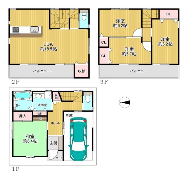 大阪府大阪市生野区巽西3丁目の中古一戸建ての間取り図