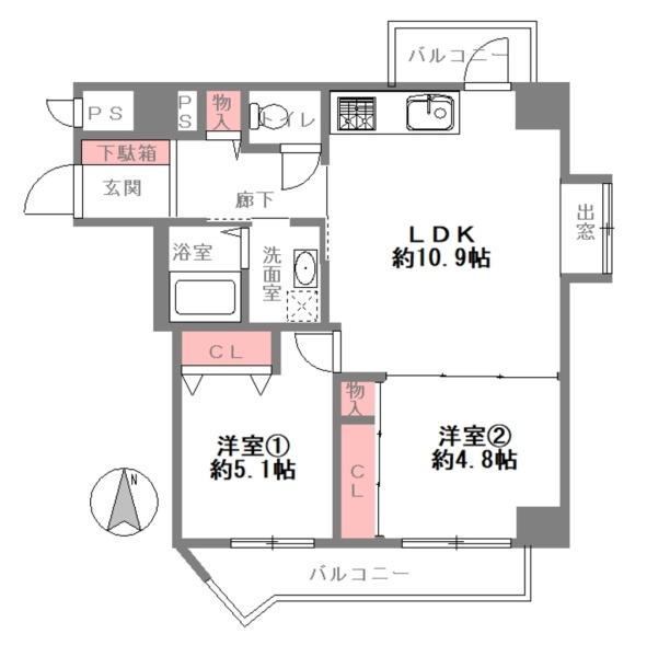大阪府大阪市東住吉区山坂1丁目の中古マンションの間取り図