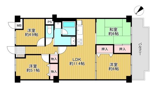大阪府豊中市利倉西2丁目 17-1の中古マンションの間取り図