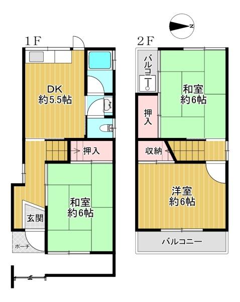 大阪府八尾市天王寺屋3丁目の中古一戸建ての間取り図