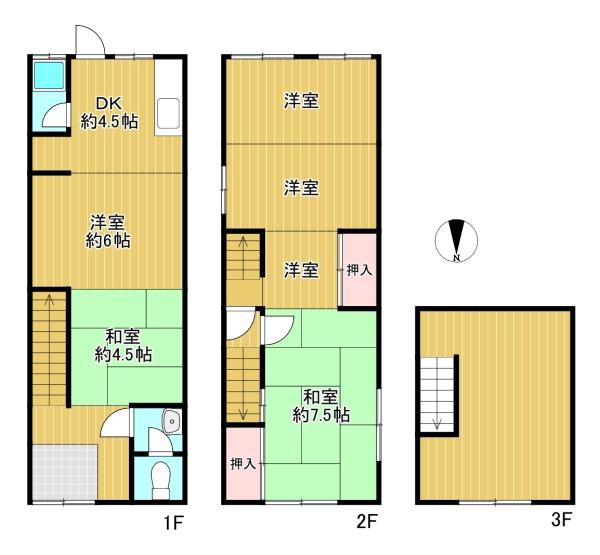兵庫県尼崎市潮江2丁目の中古テラスハウスの間取り図