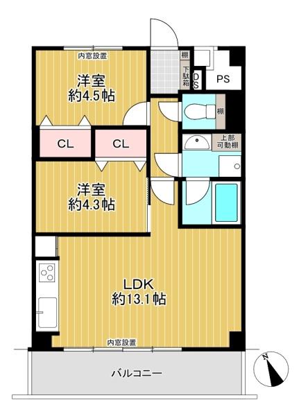 大阪府豊中市東寺内町 12-18の中古マンションの間取り図