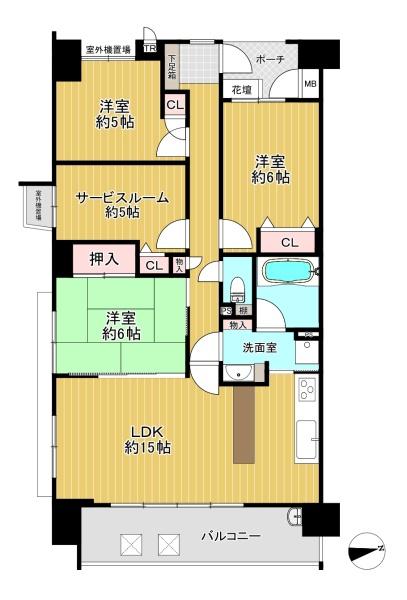 大阪府豊中市上新田2丁目 22-20の中古マンションの間取り図