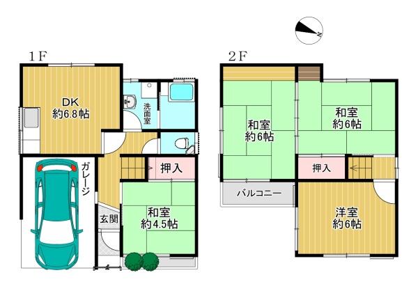 大阪府東大阪市上四条町の中古一戸建ての間取り図