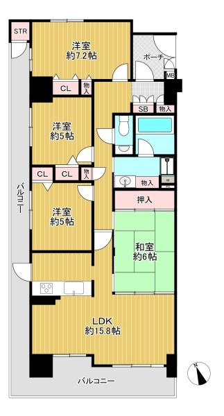 大阪府吹田市春日2丁目 6-1の中古マンションの間取り図