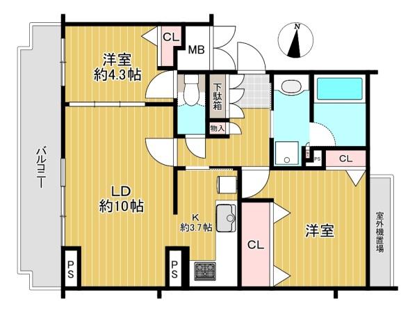大阪府豊中市上野西2丁目 334-1の中古マンションの間取り図
