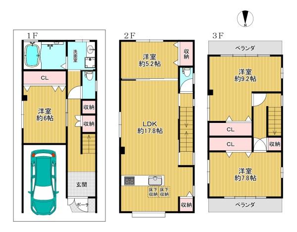大阪府大阪市平野区加美北8丁目の中古一戸建ての間取り図