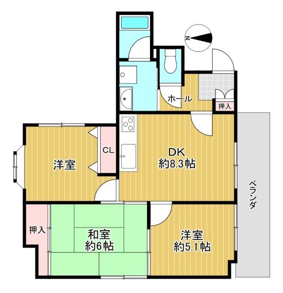 大阪府吹田市江坂町1丁目の中古マンションの間取り図