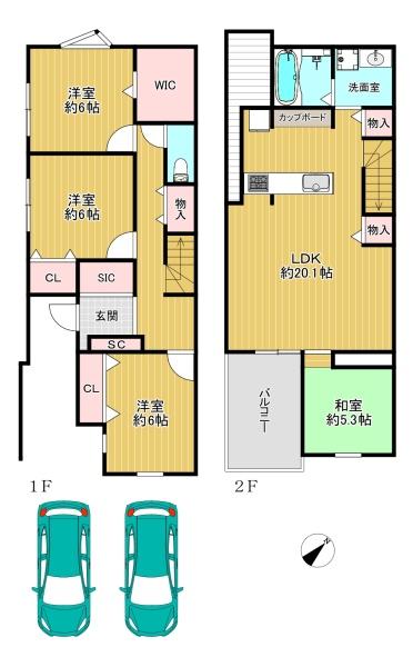大阪府大阪市生野区巽中3丁目の中古一戸建ての間取り図