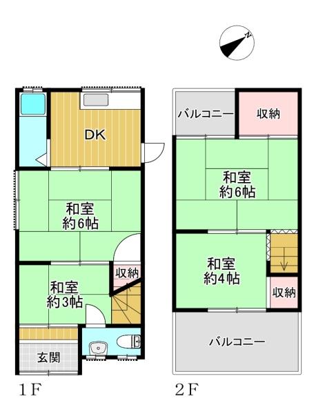 大阪府堺市西区浜寺石津町西4丁の中古一戸建ての間取り図