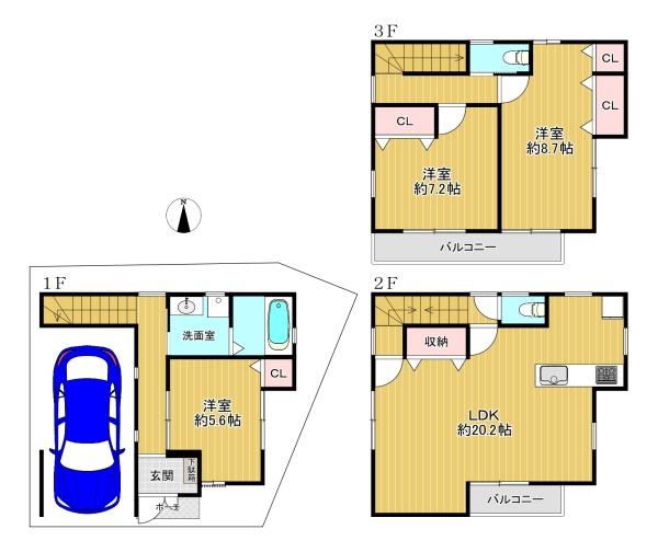 大阪府大阪市生野区巽北1丁目の中古一戸建ての間取り図