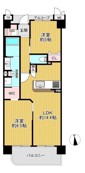 大阪府大阪市平野区平野元町の中古マンションの間取り図