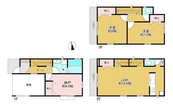 大阪府豊中市曽根南町3丁目の新築一戸建ての間取り図