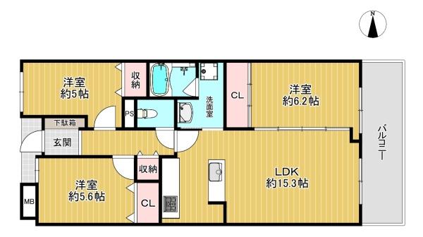 大阪府大阪市生野区巽西1丁目の中古マンションの間取り図