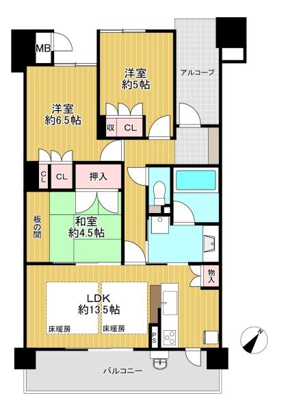 大阪府吹田市江の木町 24-9の中古マンションの間取り図