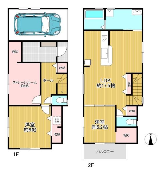 大阪府豊中市箕輪2丁目の新築一戸建ての間取り図