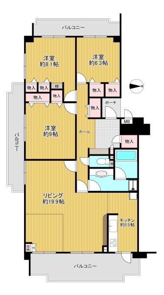 大阪府豊中市東泉丘4丁目 3-4の中古マンションの間取り図