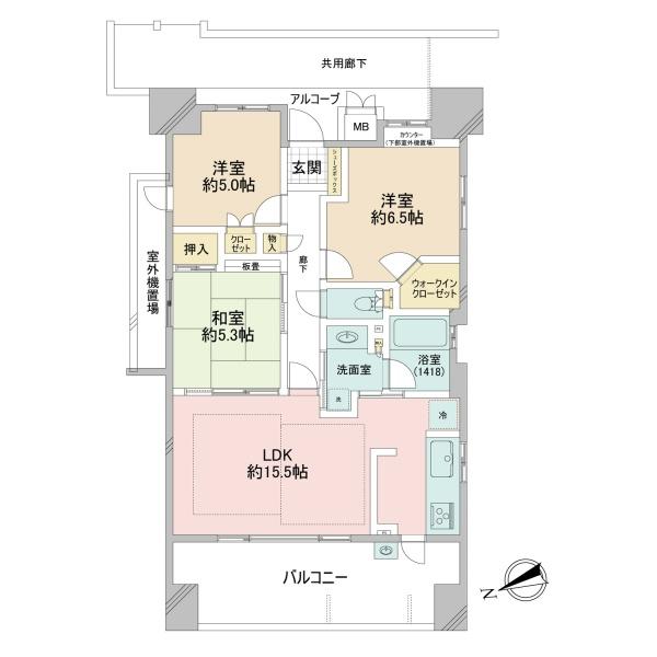 大阪府大阪市東住吉区山坂1丁目の中古マンションの間取り図