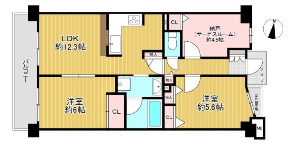 大阪府大阪市淀川区加島3丁目 5-4の中古マンションの間取り図