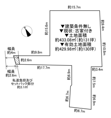 ���{�����s����c����1���ڂ̓y�n�̊Ԏ��}