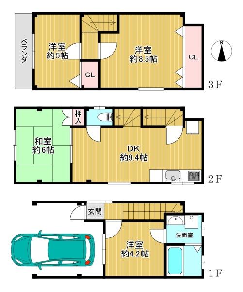 大阪府大阪市平野区喜連東1丁目の中古一戸建ての間取り図