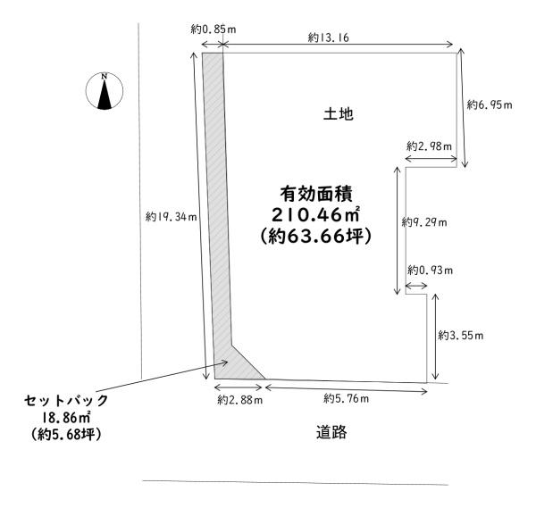 大阪府大阪市平野区平野東1丁目の土地の間取り図
