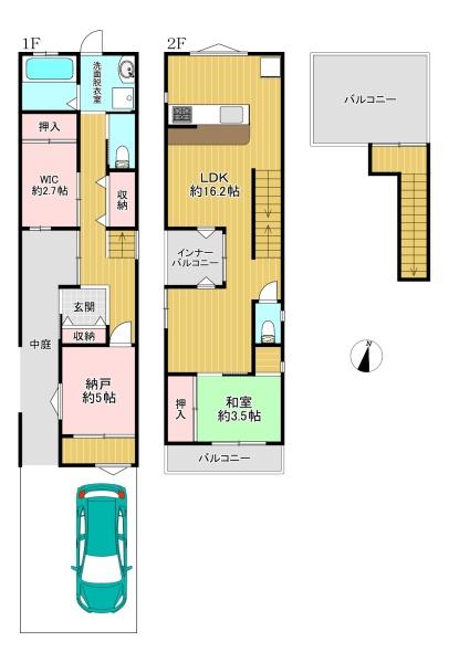 大阪府大阪市東住吉区鷹合2丁目の中古一戸建ての間取り図