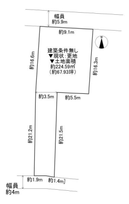 ���{�����s��]�쒬2���ڂ̓y�n�̊Ԏ��}�i��N)