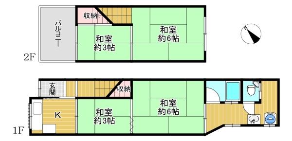 大阪府岸和田市春木若松町の中古テラスハウスの間取り図