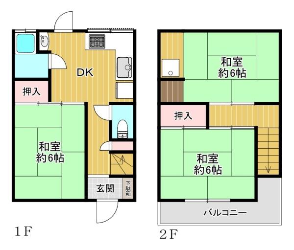 大阪府大阪市生野区巽南5丁目の中古一戸建ての間取り図