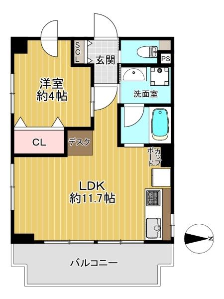 大阪府大阪市東住吉区桑津4丁目の中古マンションの間取り図