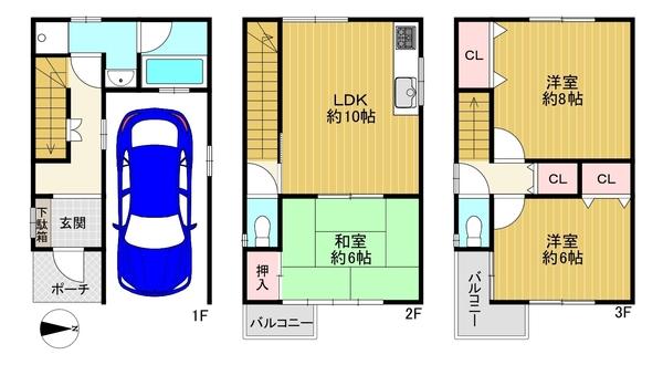 大阪府大阪市平野区喜連7丁目の中古一戸建ての間取り図
