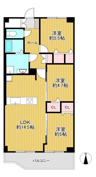 大阪府大阪市淀川区三国本町2丁目 13-37の中古マンションの間取り図