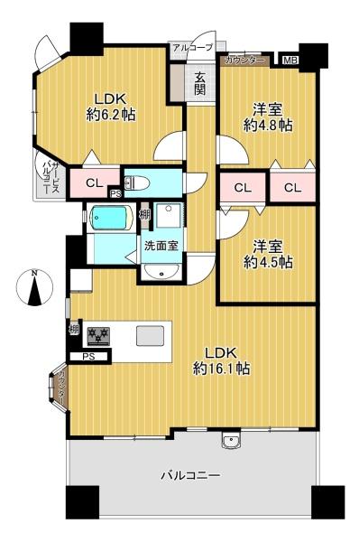 大阪府大阪市生野区鶴橋5丁目の中古マンションの間取り図