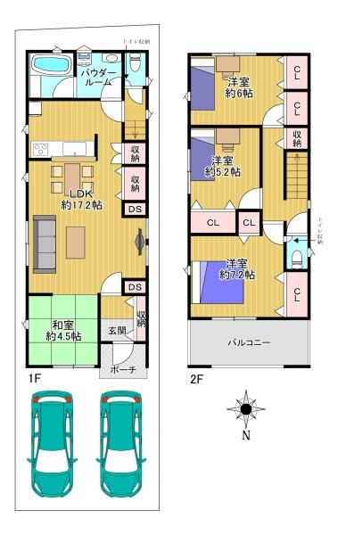 大阪府大阪市生野区田島3丁目の新築一戸建ての間取り図