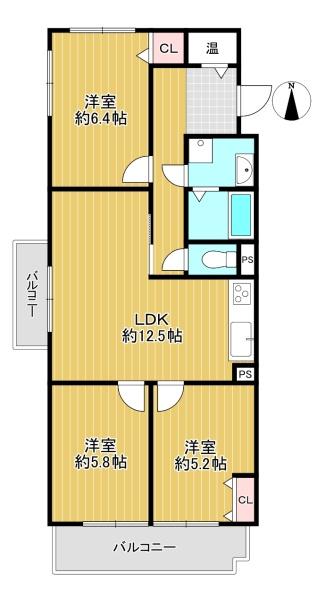 大阪府豊中市東寺内町 17-7の中古マンションの間取り図