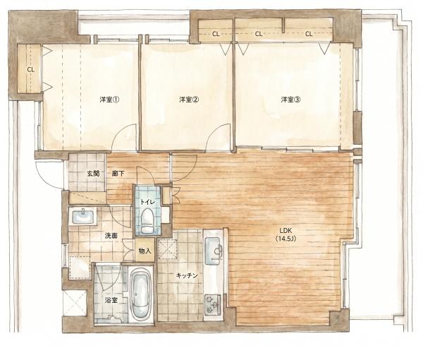 大阪府大阪市東住吉区桑津3丁目の中古マンションの間取り図