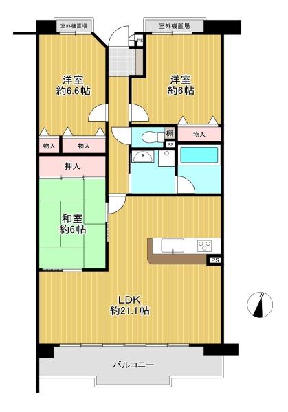 兵庫県伊丹市中野東1丁目の中古マンションの間取り図