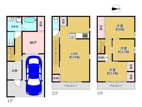 大阪府大阪市平野区瓜破東2丁目の中古一戸建ての間取り図
