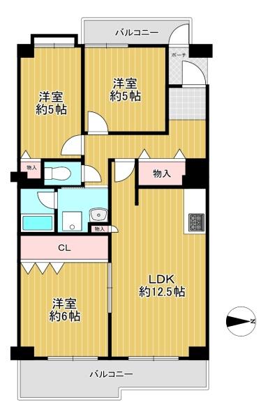 大阪府豊中市島江町1丁目 3-4の中古マンションの間取り図