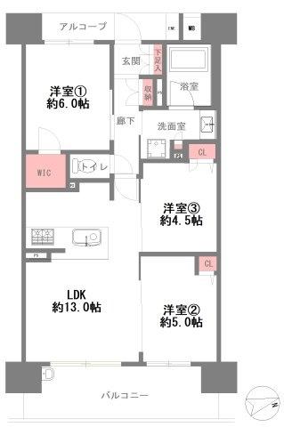 大阪府大阪市住之江区中加賀屋2丁目の中古マンションの間取り図