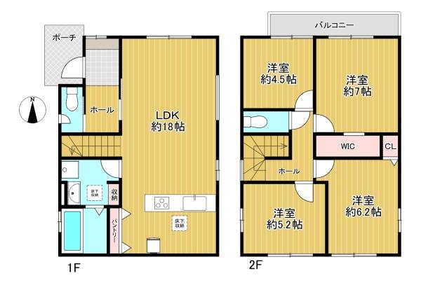 大阪府豊中市春日町2丁目の新築一戸建ての間取り図