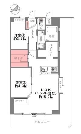 大阪府寝屋川市打上高塚町の中古マンションの間取り図