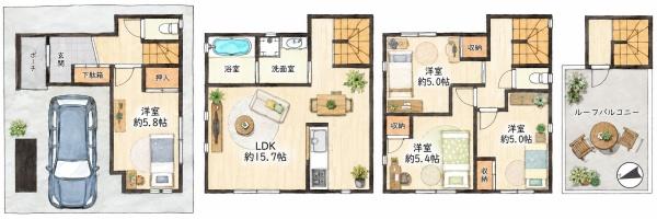 大阪府大阪市平野区平野本町4丁目の中古一戸建ての間取り図